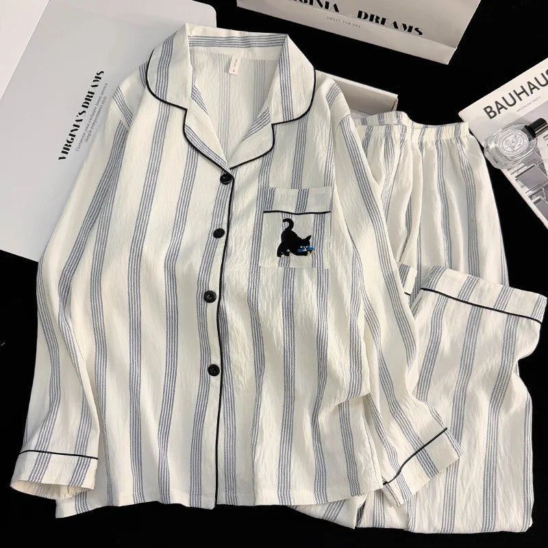 Women's Pajama Set Thin Cotton Cardigan Long Sleeve Pants Spring and Autumn Cartoon Dachshund Home Wear Set for Women Sleepwear - Courbe et Compagnie