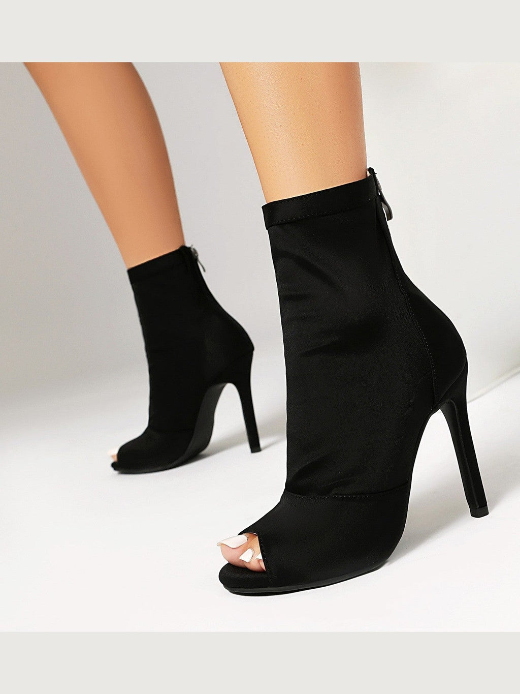 Women’s Peep Toe Stiletto Boots | High Heel Fishmouth Boots - Courbe et Compagnie