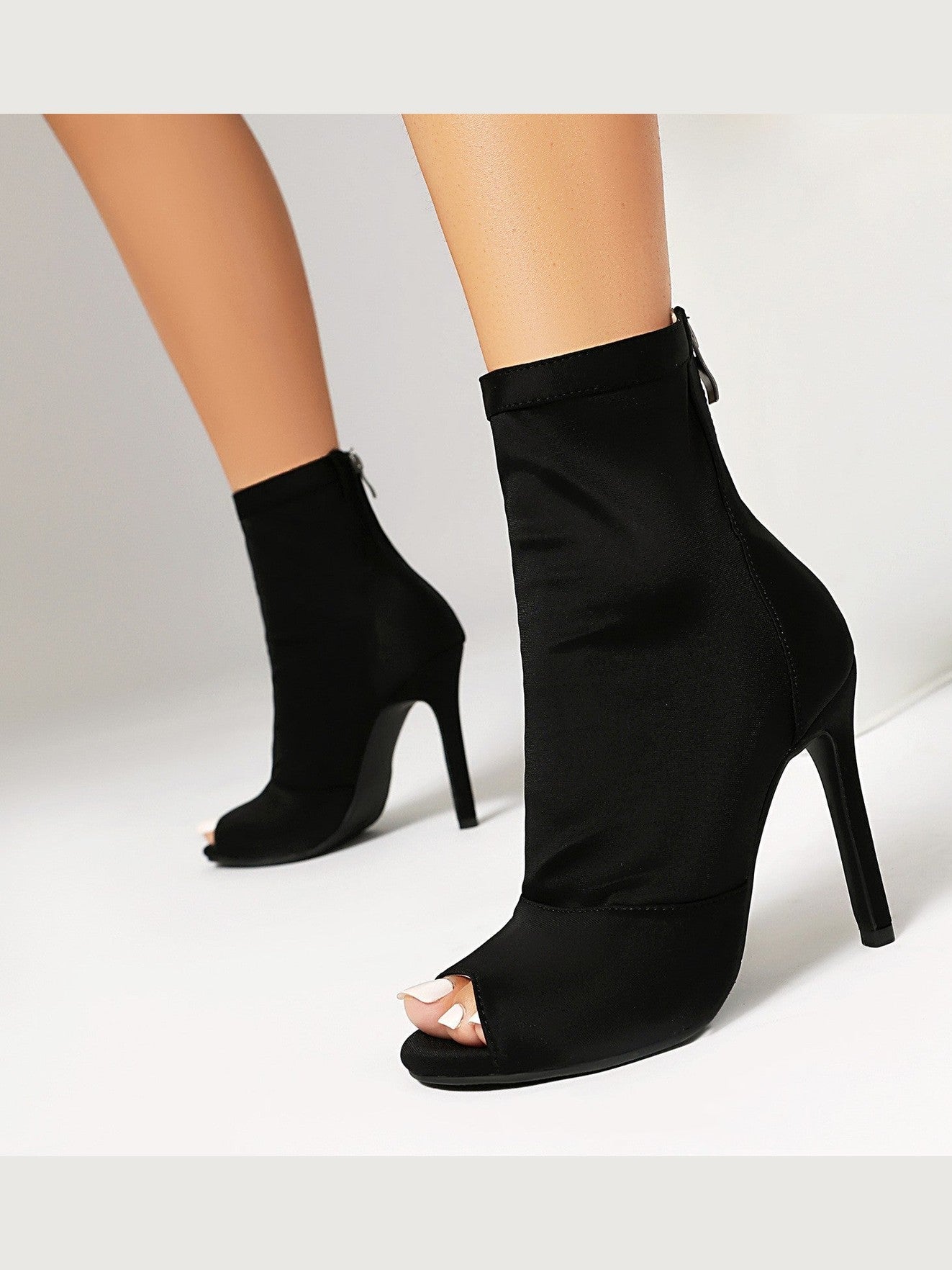 Women’s Peep Toe Stiletto Boots | High Heel Fishmouth Boots - Courbe et Compagnie
