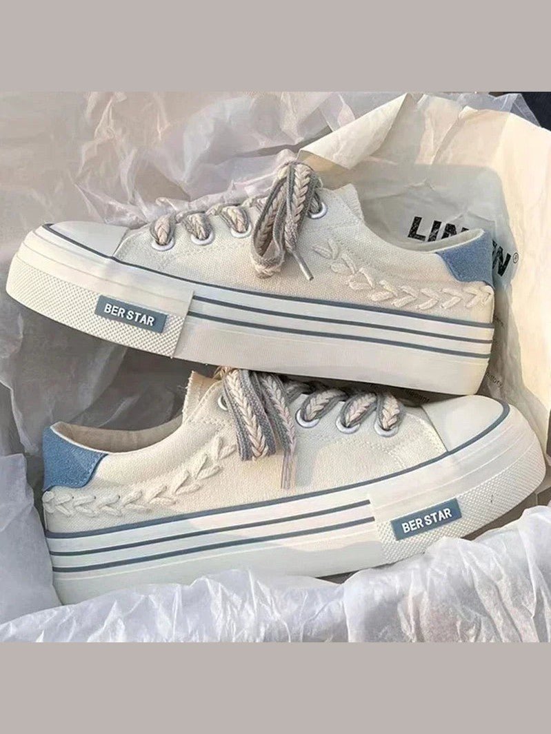 Women’s Platform Canvas Chunky Sneakers – Height Increasing Trainers - Courbe et Compagnie