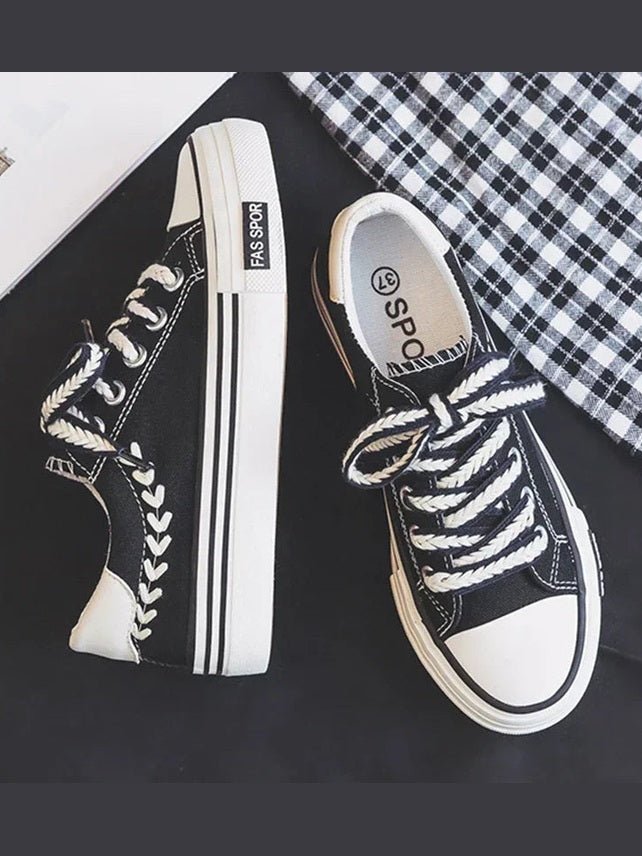 Women’s Platform Canvas Chunky Sneakers – Height Increasing Trainers - Courbe et Compagnie