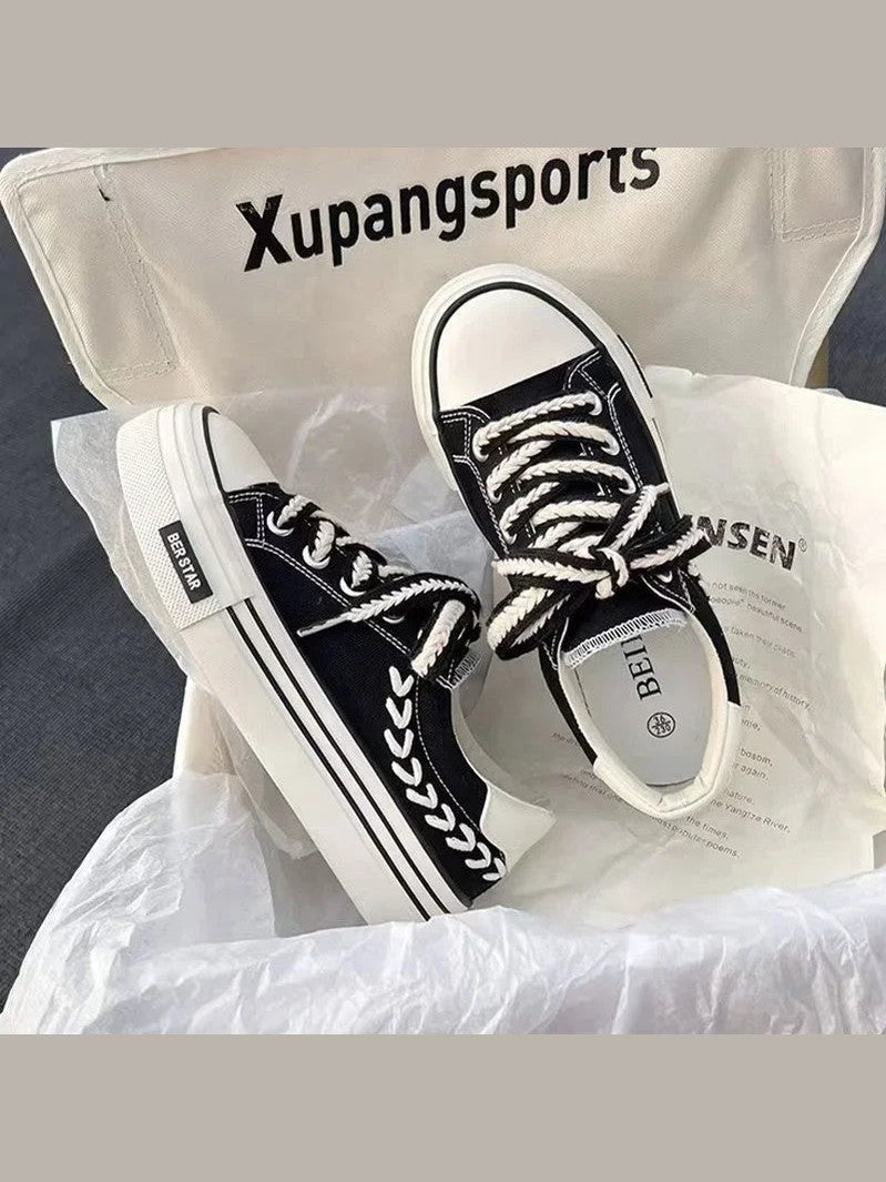 Women’s Platform Canvas Chunky Sneakers – Height Increasing Trainers - Courbe et Compagnie