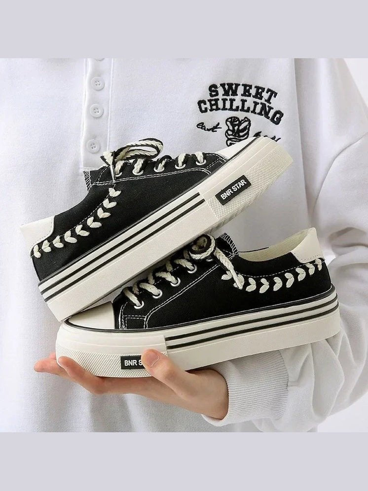 Women’s Platform Canvas Chunky Sneakers – Height Increasing Trainers - Courbe et Compagnie