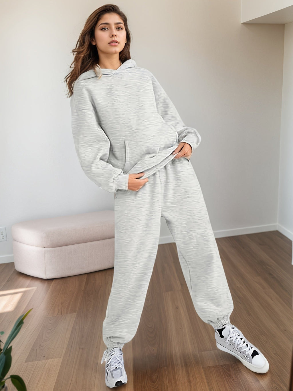 Women’s Plus Size Lounge Set – Oversized Hoodie & Baggy Sweatpants - Courbe et Compagnie