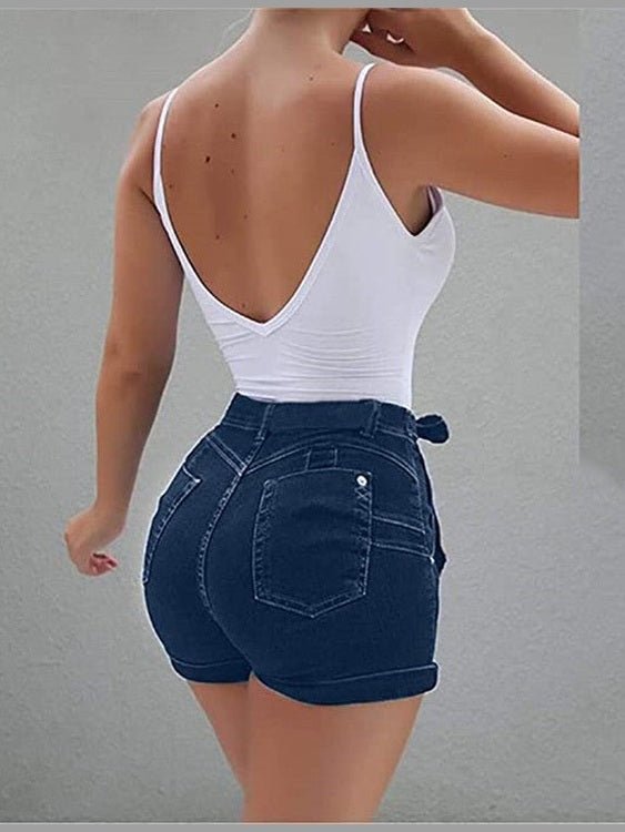 Women's Plus Size Net Red Ripped Denim Shorts - Courbe et Compagnie
