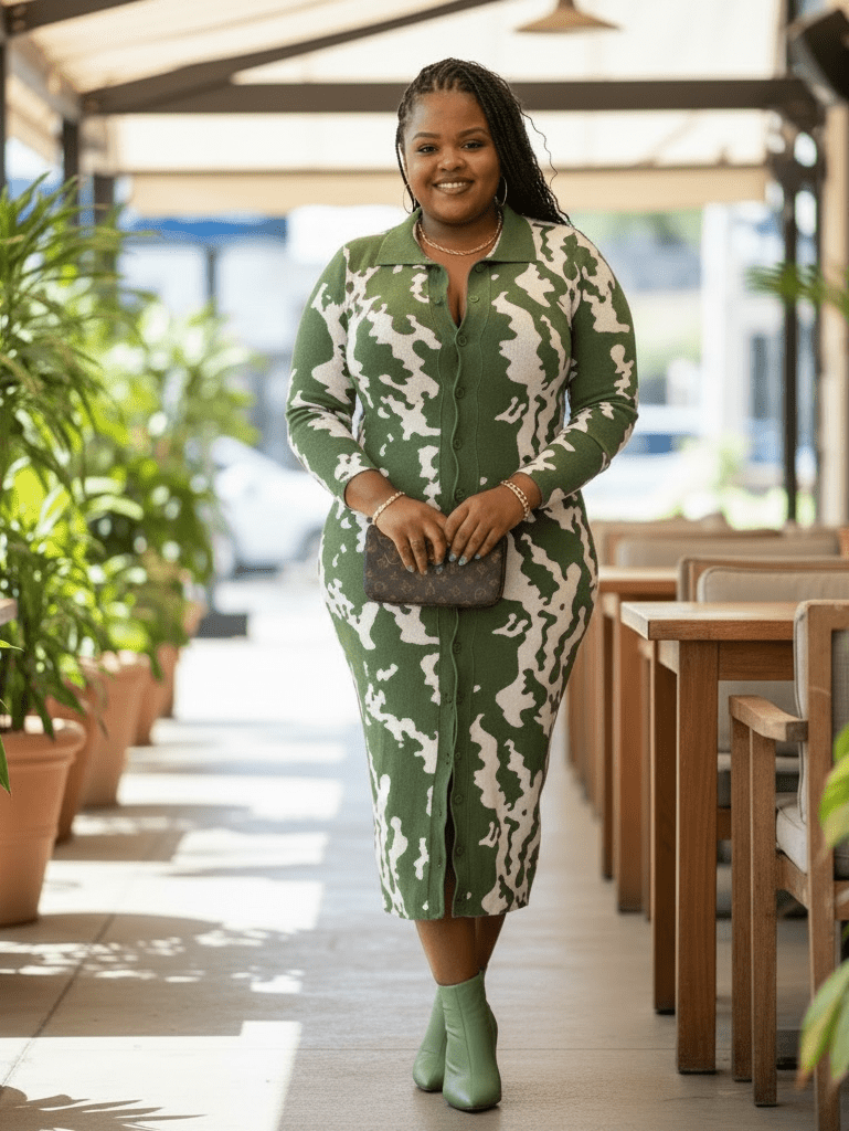 Women’s Plus Size Olive Sweater Dress - Courbe et Compagnie