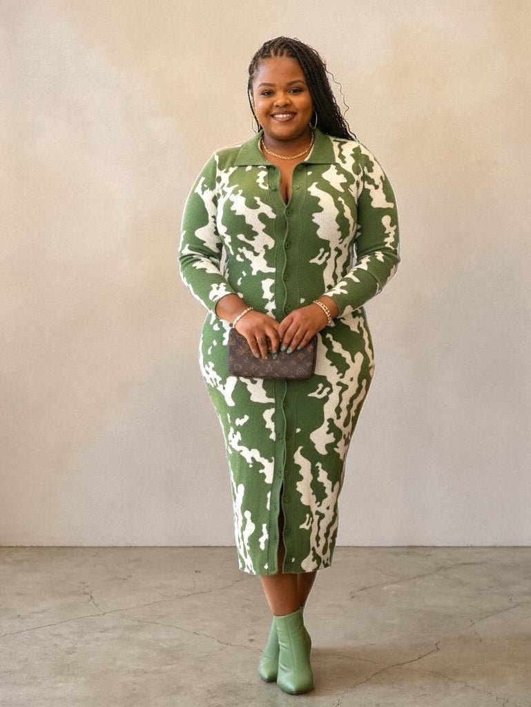 Women’s Plus Size Olive Sweater Dress - Courbe et Compagnie
