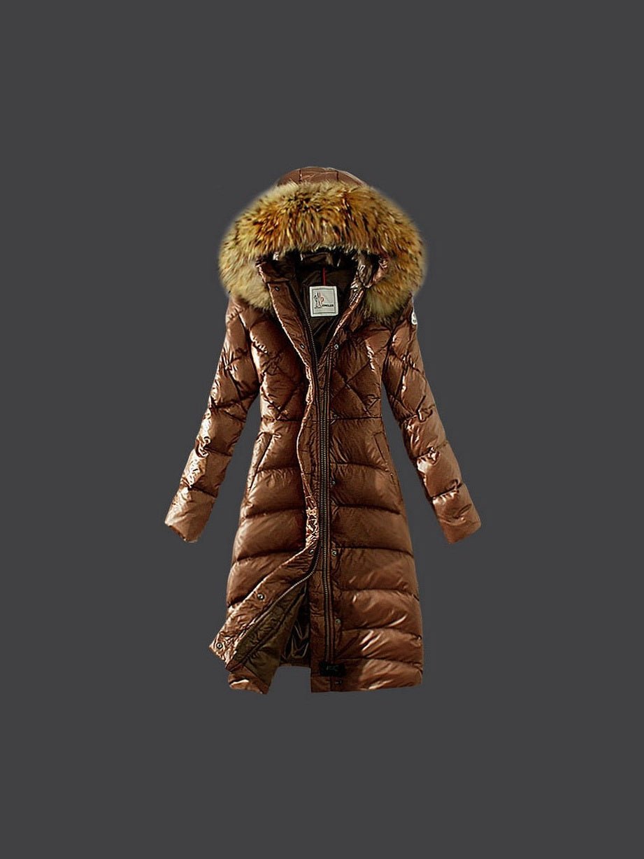 Women's Plus Size Raccoon Fur Collar Long Down Coat - Courbe et Compagnie