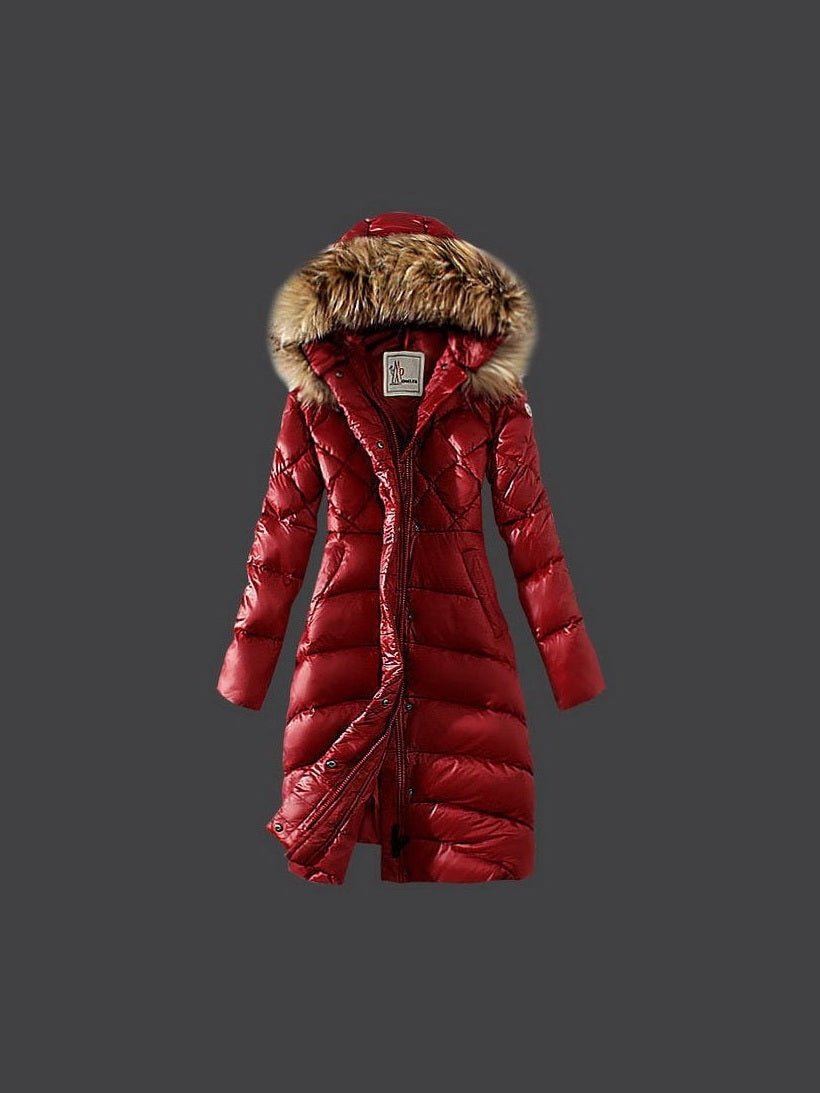 Women's Plus Size Raccoon Fur Collar Long Down Coat - Courbe et Compagnie