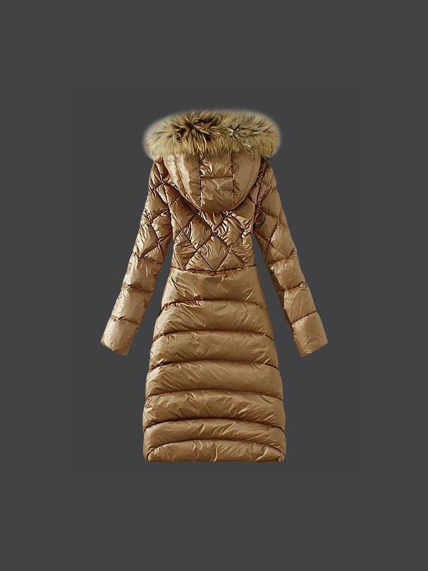 Women's Plus Size Raccoon Fur Collar Long Down Coat - Courbe et Compagnie