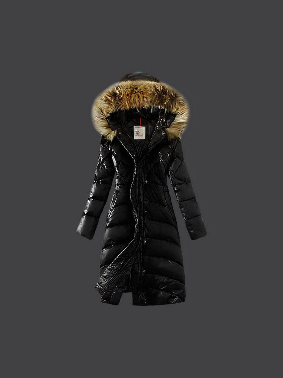 Women's Plus Size Raccoon Fur Collar Long Down Coat - Courbe et Compagnie