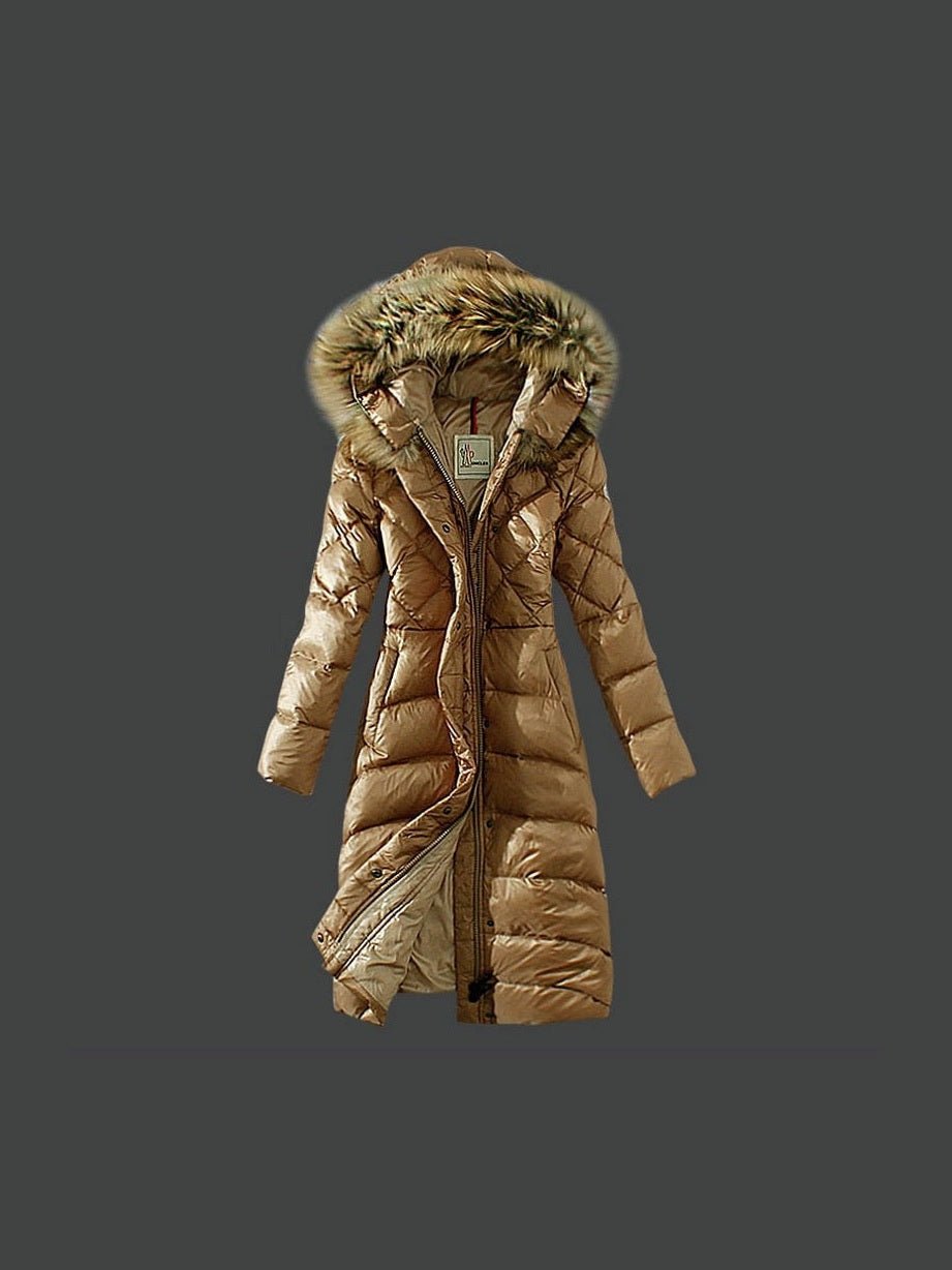 Women's Plus Size Raccoon Fur Collar Long Down Coat - Courbe et Compagnie