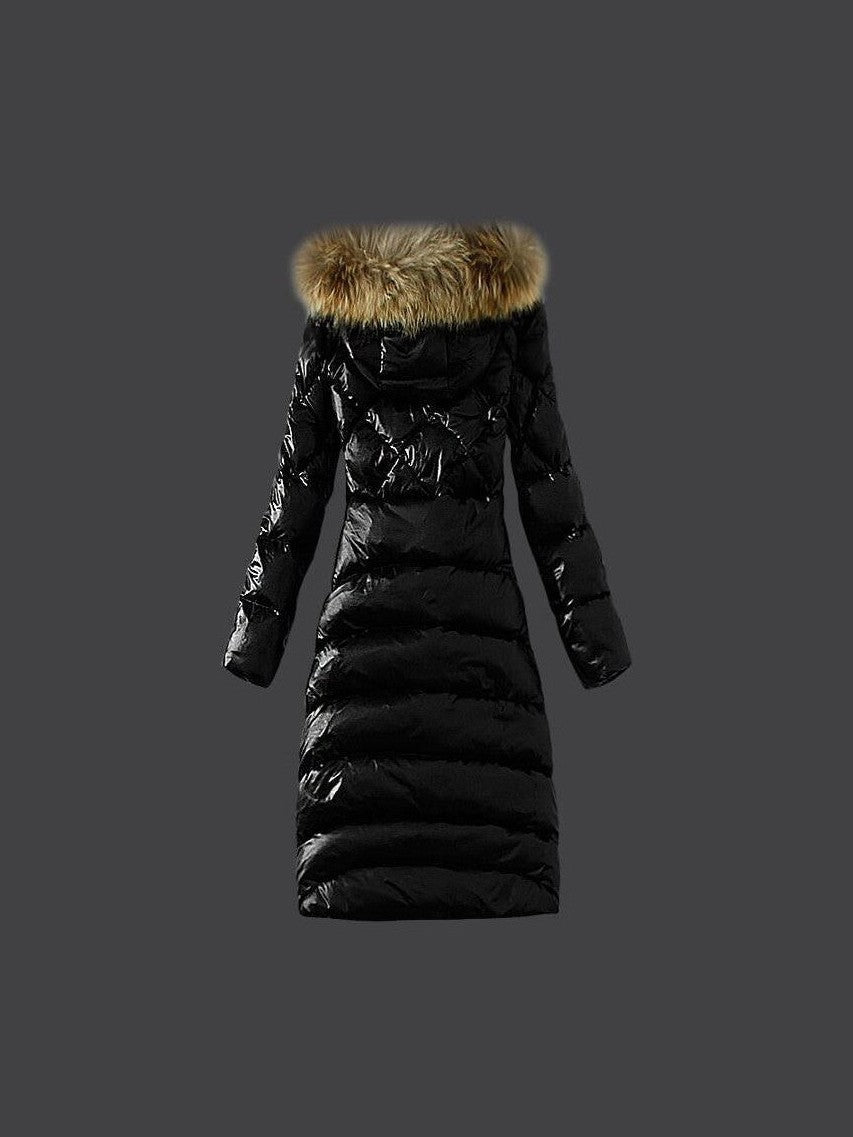 Women's Plus Size Raccoon Fur Collar Long Down Coat - Courbe et Compagnie
