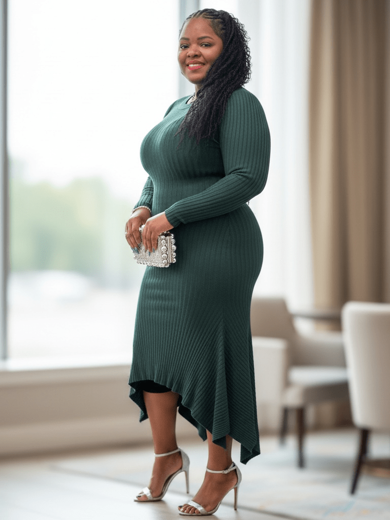 Womens Plus Size Sweater Maxi Dress - Courbe et Compagnie