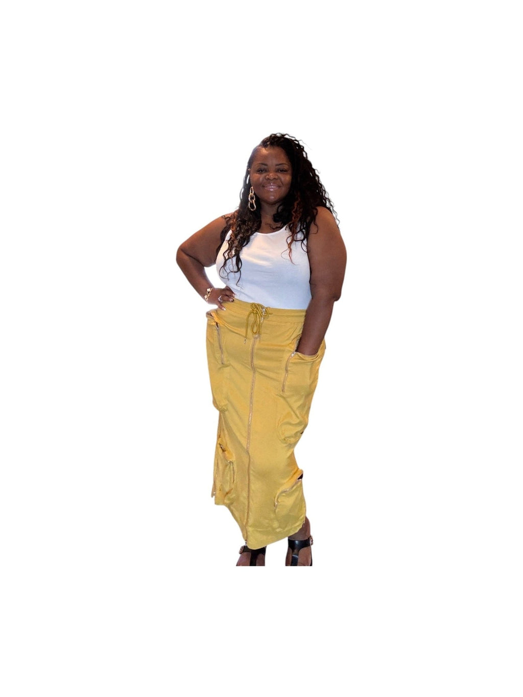Womens Plus Size Zip Up Cargo Skirt - Courbe et Compagnie