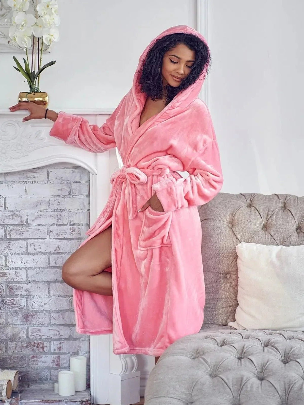 Women’s Plush Hooded Robe - Spa-Worthy Comfort at Home - Courbe et Compagnie