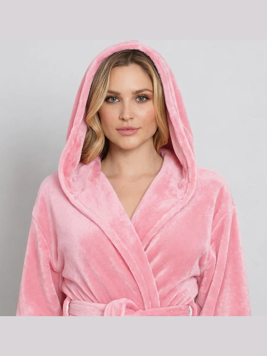 Women’s Plush Hooded Robe - Spa-Worthy Comfort at Home - Courbe et Compagnie