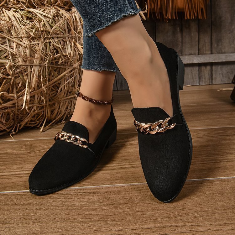Women’s Pointed Toe Chunky Heel Shoes - Courbe et Compagnie