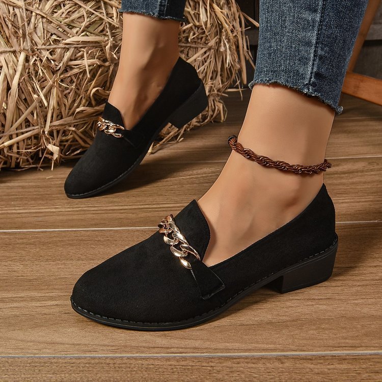 Women’s Pointed Toe Chunky Heel Shoes - Courbe et Compagnie