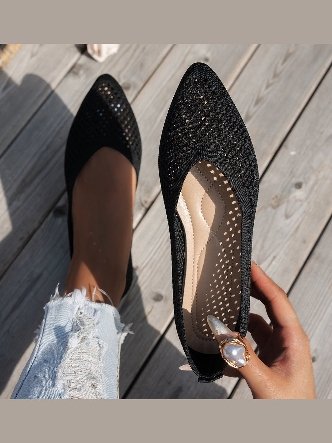 Women's Pointed Toe Flyknit Slip-On Loafers – Flat Casual Shoes - Courbe et Compagnie