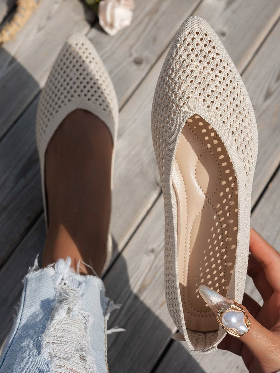 Women's Pointed Toe Flyknit Slip-On Loafers – Flat Casual Shoes - Courbe et Compagnie