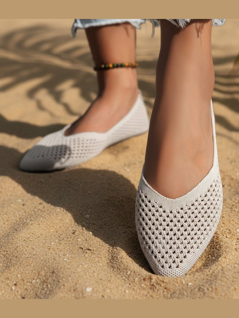 Women's Pointed Toe Flyknit Slip-On Loafers – Flat Casual Shoes - Courbe et Compagnie