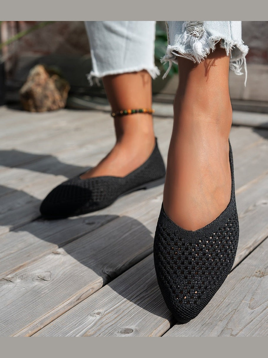 Women's Pointed Toe Flyknit Slip-On Loafers – Flat Casual Shoes - Courbe et Compagnie