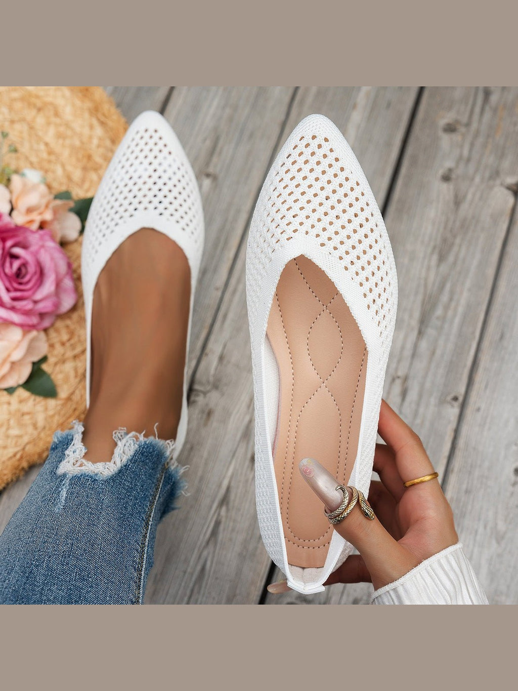Women's Pointed Toe Flyknit Slip-On Loafers – Flat Casual Shoes - Courbe et Compagnie