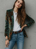 Women’s Printed Suit Jacket with Lining – Autumn Winter Casual Commuter Blazer - Courbe et Compagnie