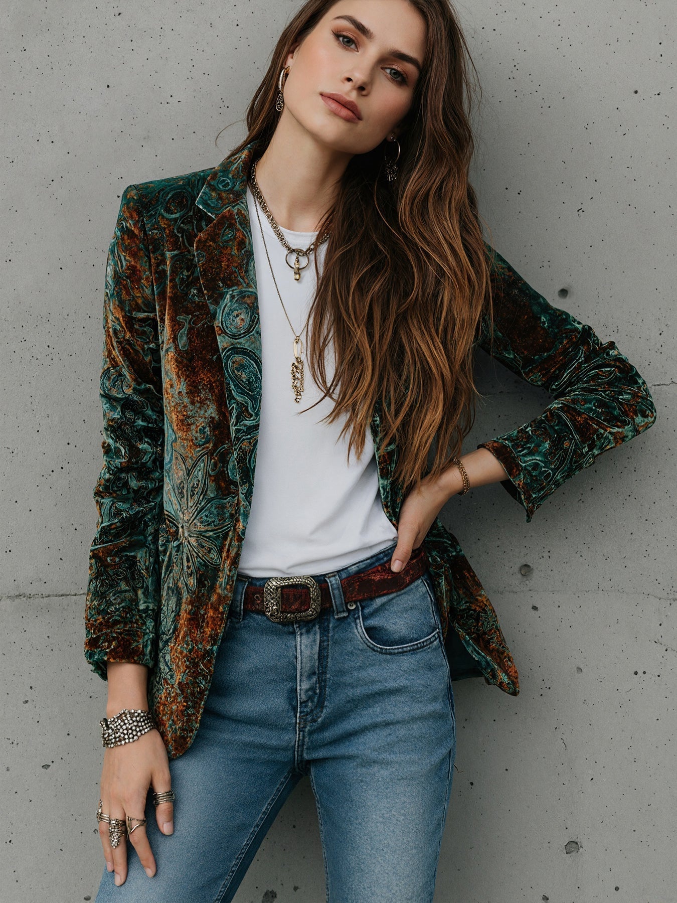 Women’s Printed Suit Jacket with Lining – Autumn Winter Casual Commuter Blazer - Courbe et Compagnie