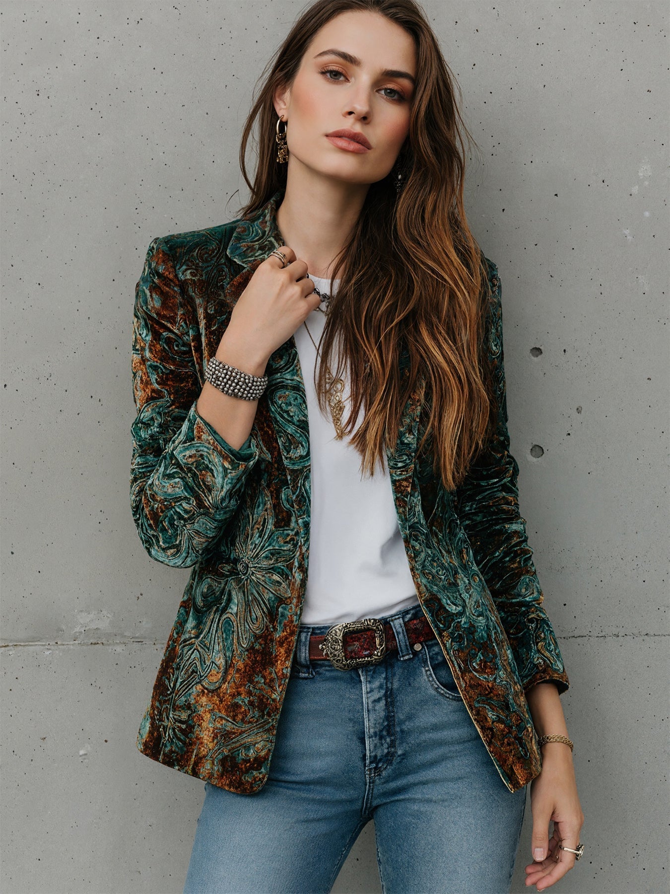 Women’s Printed Suit Jacket with Lining – Autumn Winter Casual Commuter Blazer - Courbe et Compagnie