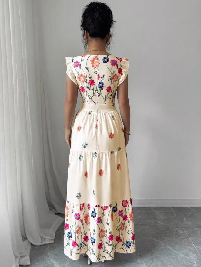 Women’s Puff Sleeve Floral Print Waist-Cinching Dress - Courbe et Compagnie