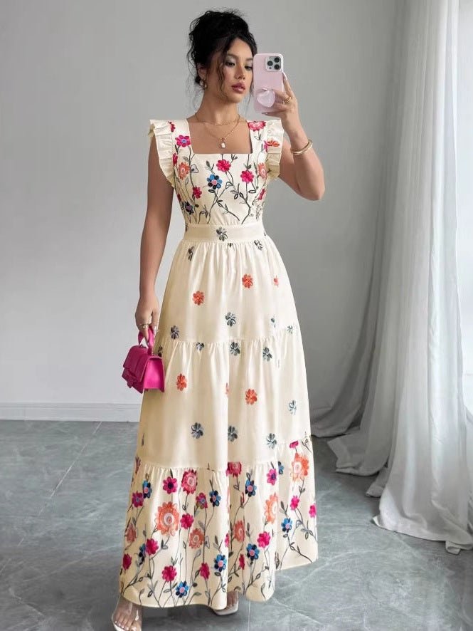 Women’s Puff Sleeve Floral Print Waist-Cinching Dress - Courbe et Compagnie