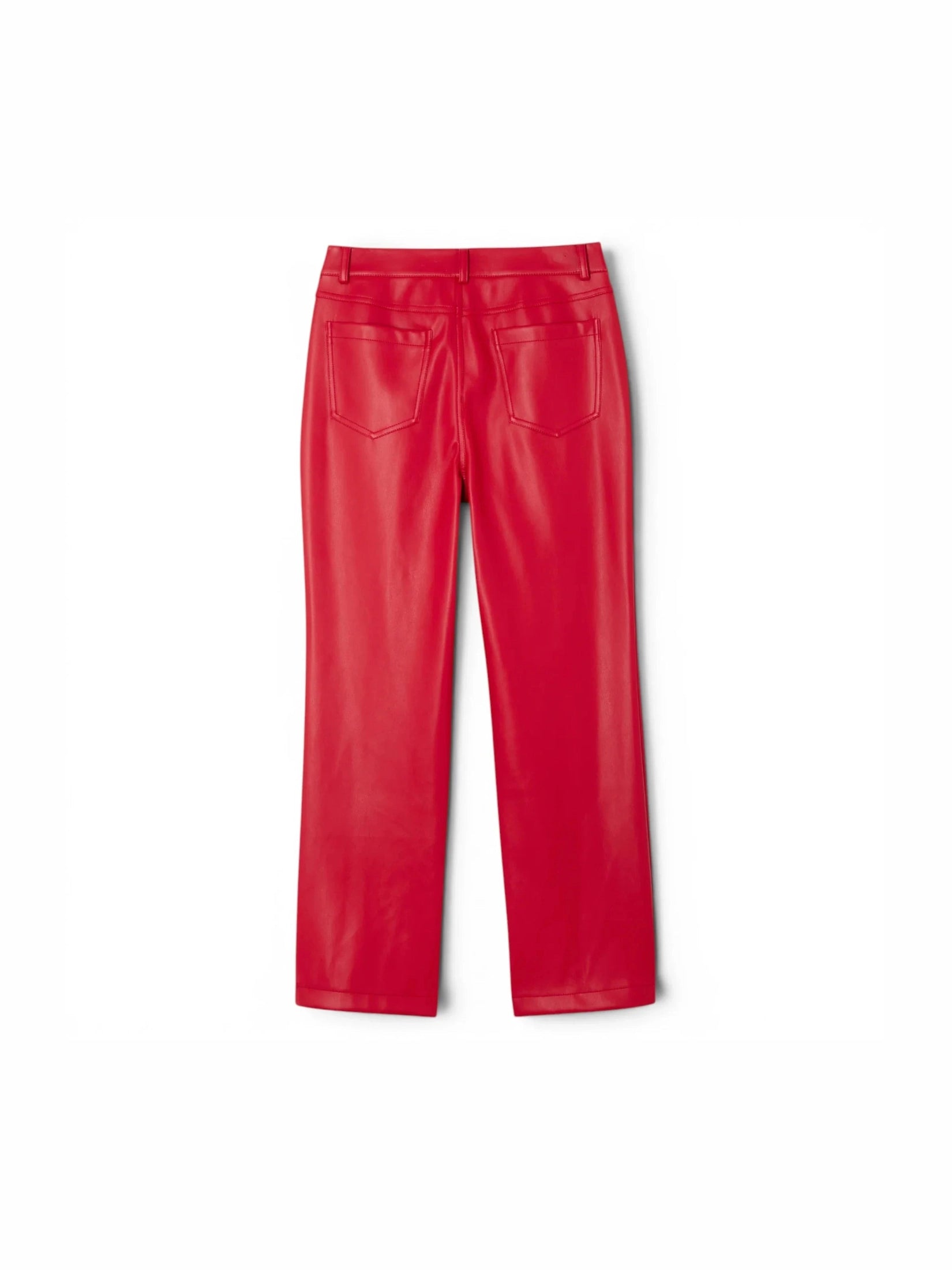 Women’s Red Lambskin Leather Pants - Courbe et Compagnie
