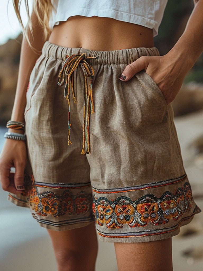 Women’s Retro Drawstring Loose Casual Shorts - Courbe et Compagnie