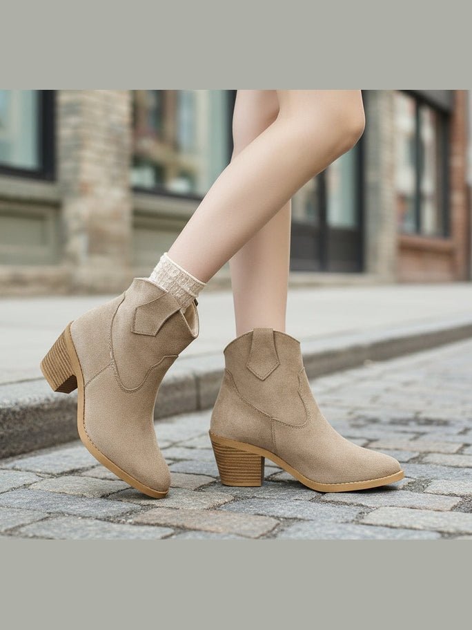 Women’s Retro Sock Cuff Booties – Stylish Ankle Boots with Stretch Cuff - Courbe et Compagnie