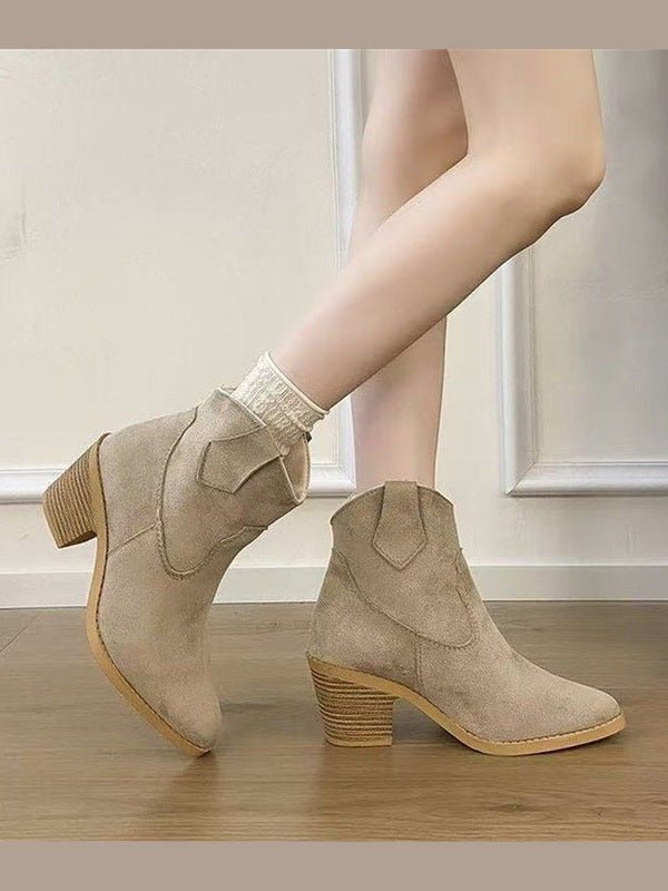 Women’s Retro Sock Cuff Booties – Stylish Ankle Boots with Stretch Cuff - Courbe et Compagnie