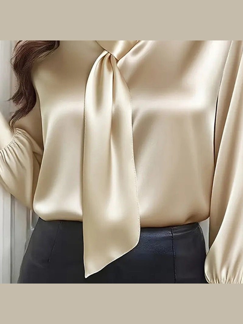 Women's Ribbon Detail Blouse, Lightweight Business Casual Shirt - Courbe et Compagnie