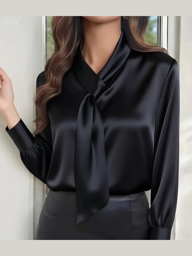 Women's Ribbon Detail Blouse, Lightweight Business Casual Shirt - Courbe et Compagnie