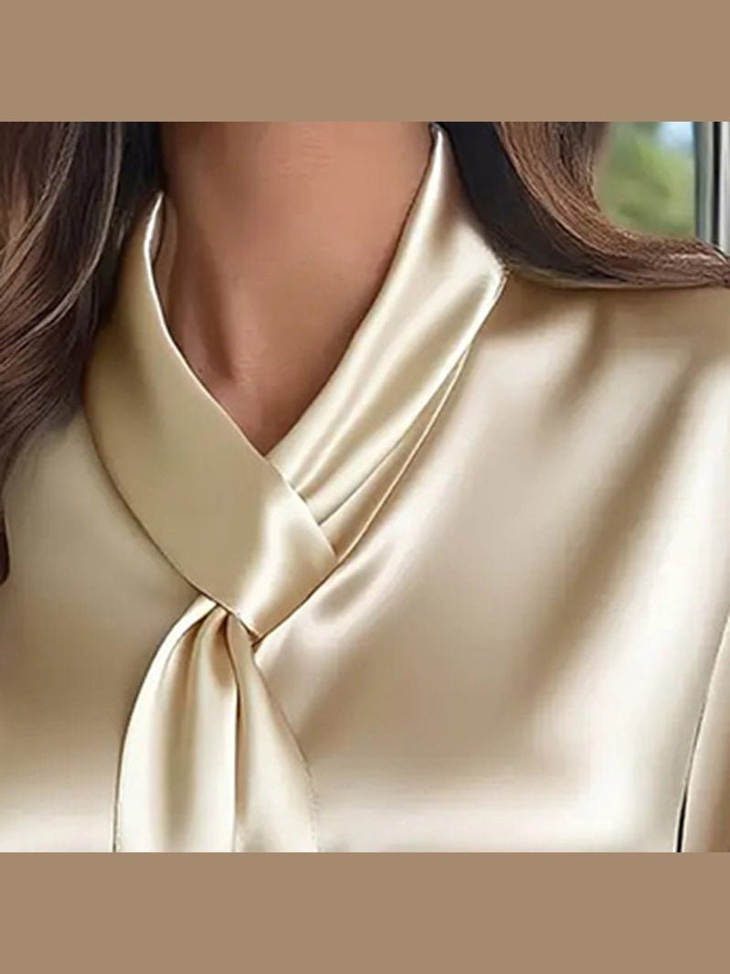 Women's Ribbon Detail Blouse, Lightweight Business Casual Shirt - Courbe et Compagnie