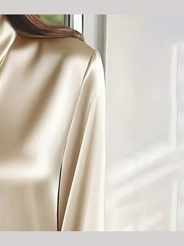 Women's Ribbon Detail Blouse, Lightweight Business Casual Shirt - Courbe et Compagnie