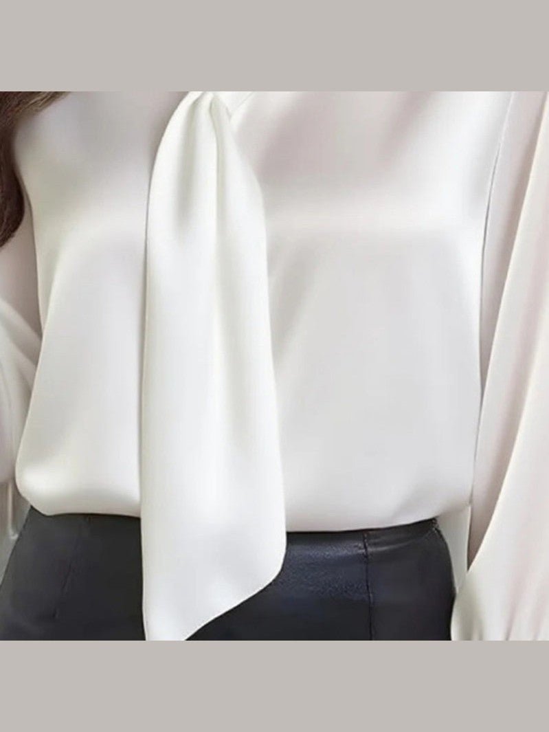 Women's Ribbon Detail Blouse, Lightweight Business Casual Shirt - Courbe et Compagnie
