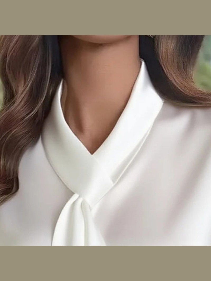 Women's Ribbon Detail Blouse, Lightweight Business Casual Shirt - Courbe et Compagnie