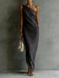 Women's Satin Off-Shoulder Slim-Fit Maxi Dress - Courbe et Compagnie
