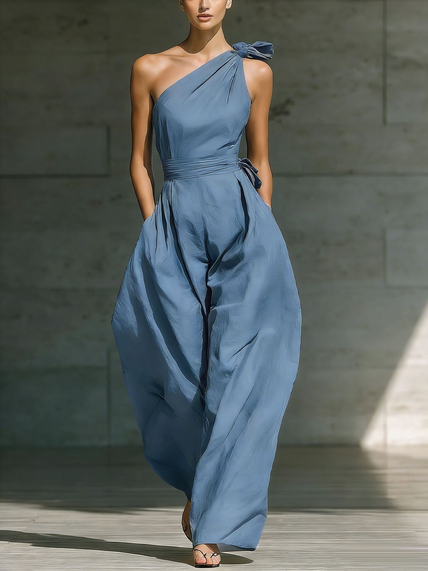 Women's Sleeveless Halter Neck Cinched Waist Slim Jumpsuit – 6 Colors S–2XL - Courbe et Compagnie