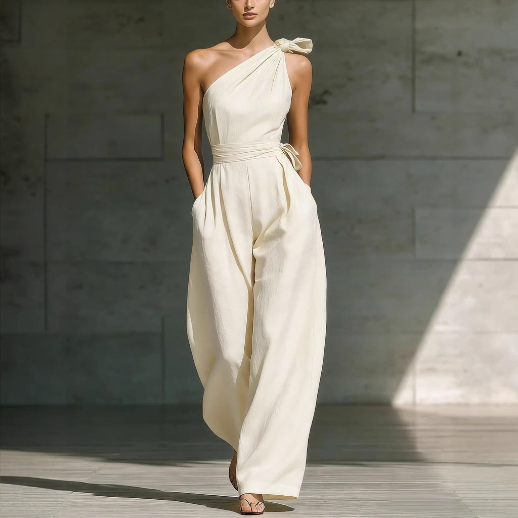 Women's Sleeveless Halter Neck Cinched Waist Slim Jumpsuit – 6 Colors S–2XL - Courbe et Compagnie