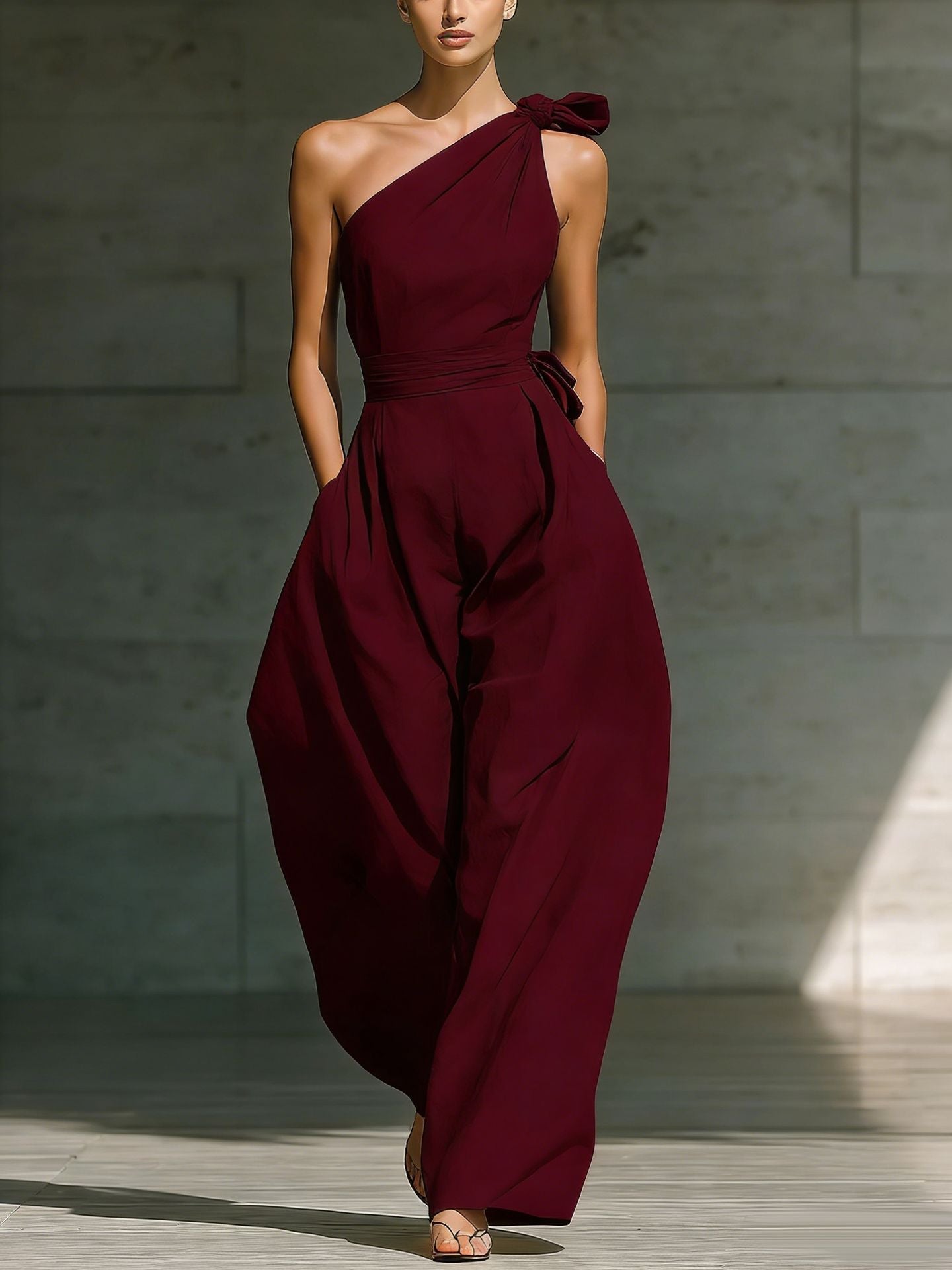 Women's Sleeveless Halter Neck Cinched Waist Slim Jumpsuit – 6 Colors S–2XL - Courbe et Compagnie