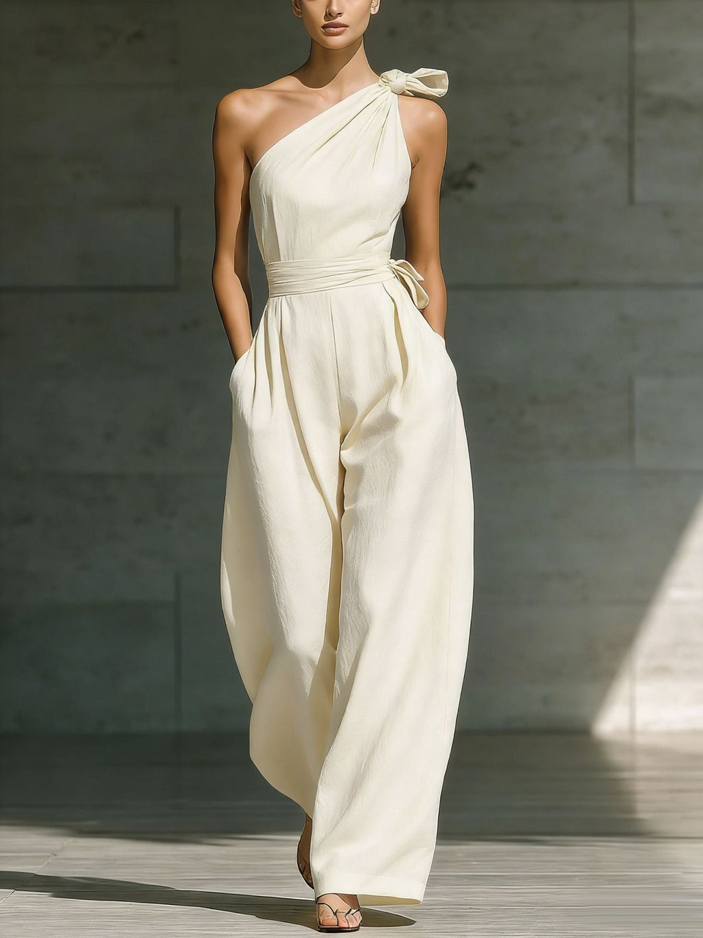 Women's Sleeveless Halter Neck Cinched Waist Slim Jumpsuit – 6 Colors S–2XL - Courbe et Compagnie