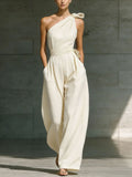 Women's Sleeveless Halter Neck Cinched Waist Slim Jumpsuit – 6 Colors S–2XL - Courbe et Compagnie
