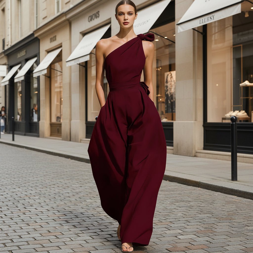 Women's Sleeveless Halter Neck Cinched Waist Slim Jumpsuit – 6 Colors S–2XL - Courbe et Compagnie